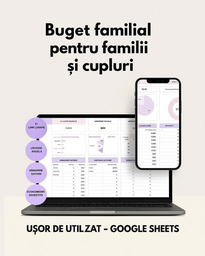 Buget Familial pentru Excel & Google Sheets (toate valutele)